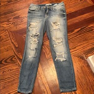 KanCan ripped/ distressed boyfriend jeans